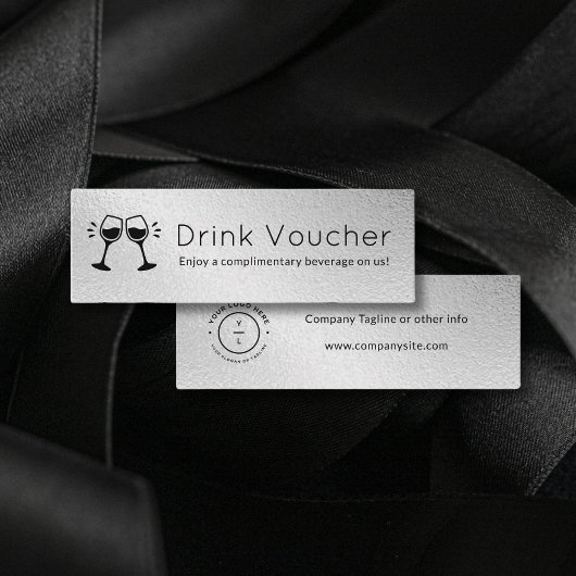 Silver Drink Voucher für moderne Veranstaltungen Mini Visitenkarte