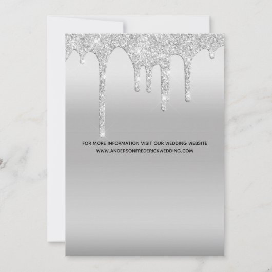 Silver Dripping Glitzer Glam Trendy Elegant Save The Date (Rückseite)