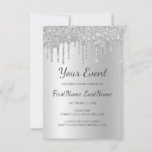 Silver Dripping Glitzer Sweet 16 Brautparty Einladung (Vorderseite)