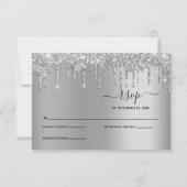 Silver Dripping Glitzer Tropfen Elegante Wedding U RSVP Karte (Vorderseite)