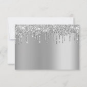 Silver Dripping Glitzer Tropfen Elegante Wedding U RSVP Karte (Rückseite)