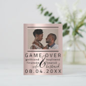 Silver DripsFunny Save the Date Couple Foto Postkarte (Stehend Vorderseite)