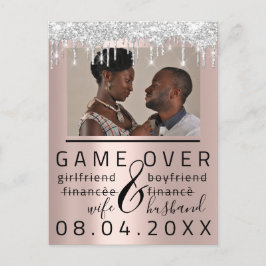 Silver DripsFunny Save the Date Couple Foto Postkarte