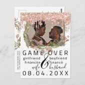 Silver DripsFunny Save the Date Weißes Foto Postkarte (Vorne/Hinten)