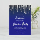 Silver Driving Endfrei Scheidung Party Blau Einladung (Stehend Vorderseite)