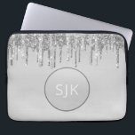 Silver Driving Glitzer Girly Mit Monogramm Laptopschutzhülle<br><div class="desc">Girly Silver Imitats Dripping Glitzer und sparkle elegante Monogram Laptop Gehäuse. Dieser mit Monogramm Fall kann so angepasst werden,  dass er Ihren Anfangs- und Vornamen enthält.</div>