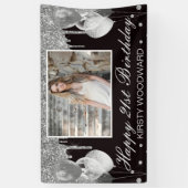 Silver Driving Glitzer mit Balloons Geburtstag Banner (Vertikal)