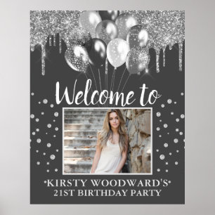 Silver Driving Glitzer mit Balloons Geburtstag Poster