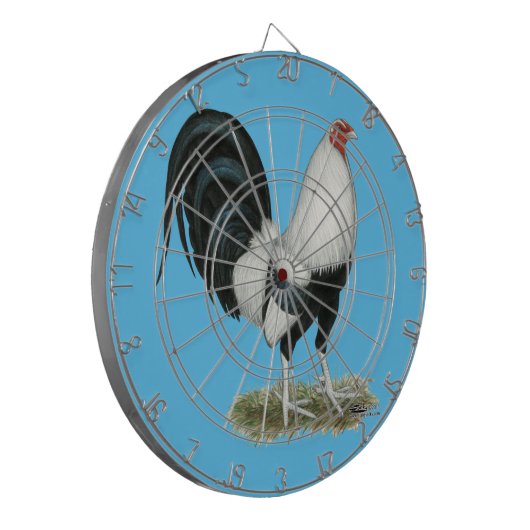 Silver Duckwing Gamecock Dartscheibe (Vorderseite Links)