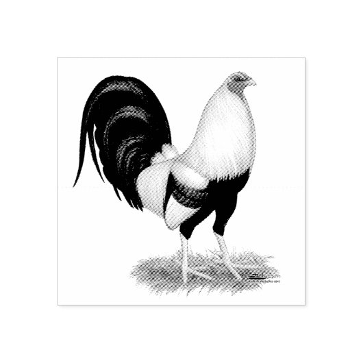 Silver Duckwing Gamecock Gummistempel (Prägung)