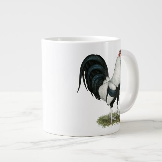 Silver Duckwing Gamecock Jumbo-Tasse (Vorderseite Rechts)
