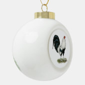Silver Duckwing Gamecock Keramik Kugel-Ornament (Links)