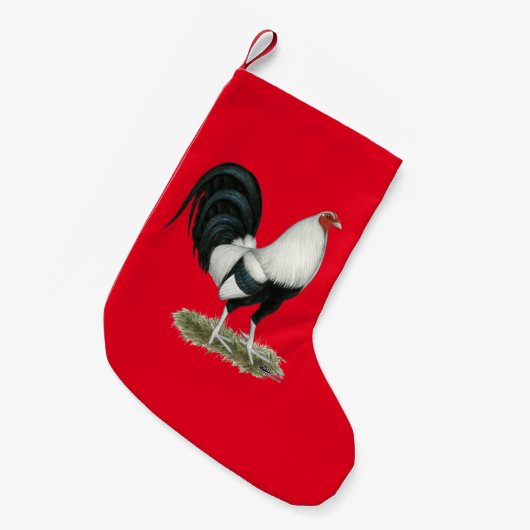 Silver Duckwing Gamecock Kleiner Weihnachtsstrumpf (Vorderansicht (hängend))