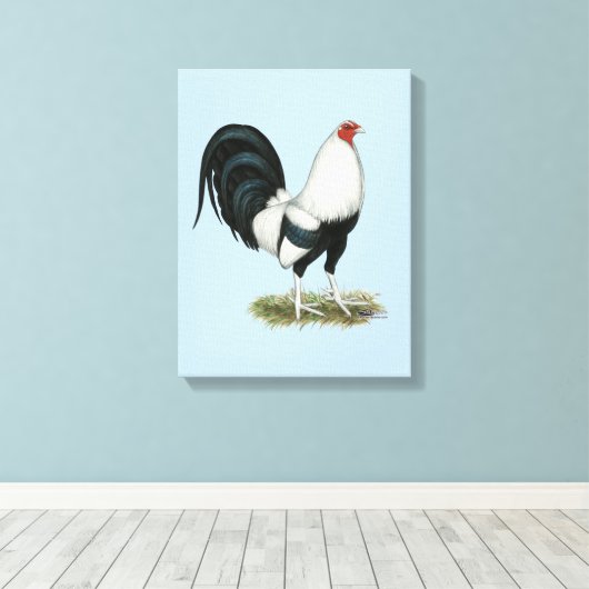 Silver Duckwing Gamecock Leinwanddruck (Insitu (Holzboden))