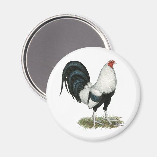 Silver Duckwing Gamecock Magnet (Vorderseite/Rückseite)