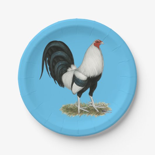 Silver Duckwing Gamecock Pappteller (Vorderseite)