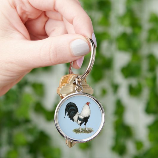 Silver Duckwing Gamecock Schlüsselanhänger (Hand)