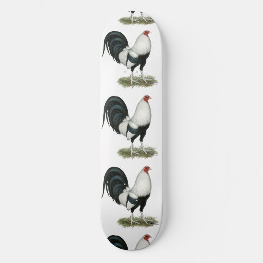 Silver Duckwing Gamecock Skateboard (Vorderseite)