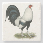 Silver Duckwing Gamecock Steinuntersetzer (Vorderseite)