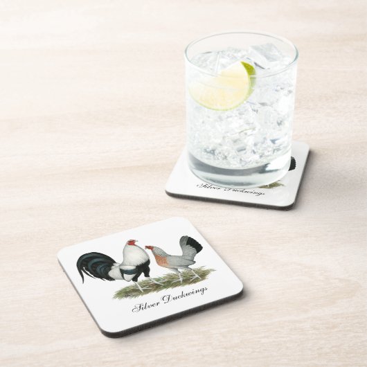 Silver Duckwing Gamefowl Getränkeuntersetzer (Rechte Seite)