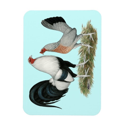 Silver Duckwing Gamefowl Magnet (Vertikal)