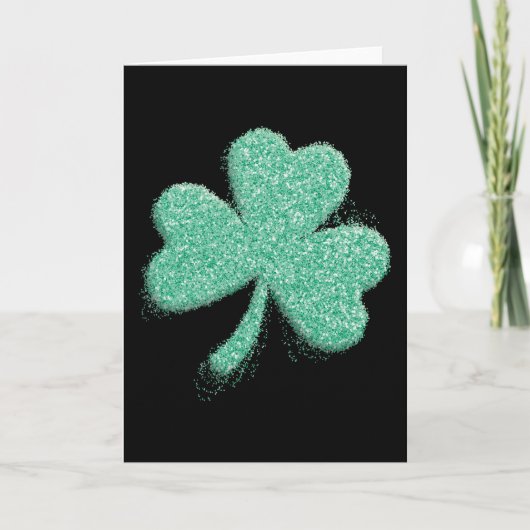 Silver Dust Glitzer Klee Leaf St. Patrick's Day Karte (Vorderseite)