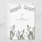 Silver Dusty Blue Cowboy Spanish Bautizo Einladung (Rückseite)