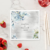 Silver Dusty Blue Peony Wedding 6 Inch Luncheon Serviette (Beispiel)