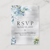 Silver Dusty Blue Peony Wedding Online UAWG Detail Visitenkarte (Vorderseite)