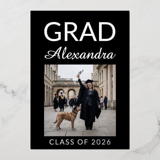 Silver DVM Veterinary Medicine Graduation Party Folieneinladung (Vorderseite)