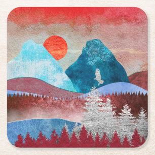 Silver Eagle Landschaft Rechteckiger Pappuntersetzer