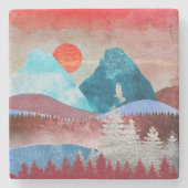 Silver Eagle Landschaft Steinuntersetzer (Vorderseite)