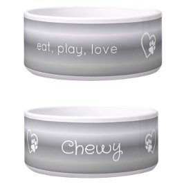 Silver 'eat, play, love' Dog Name Bowl Napf