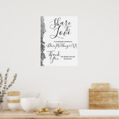 Silver Edge Wedding Hashtag Sign Poster (Küche)