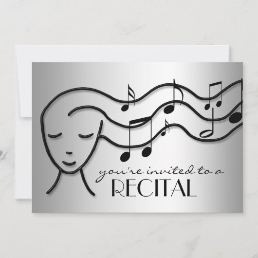 Silver-Effekt-Musik-Erwägungsgrund Einladung (Vorderseite)