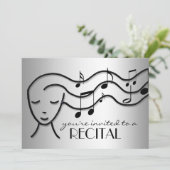 Silver-Effekt-Musik-Erwägungsgrund Einladung (Stehend Vorderseite)