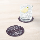 Silver Eggplant Royal Medieval Sword Wedding Runder Pappuntersetzer (Vor Ort)