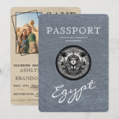 Silver Egypt Passport Wedding Save the Date (Vorne/Hinten)