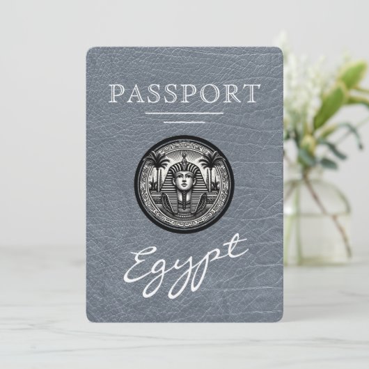 Silver Egypt Passport Wedding Save the Date (Stehend Vorderseite)