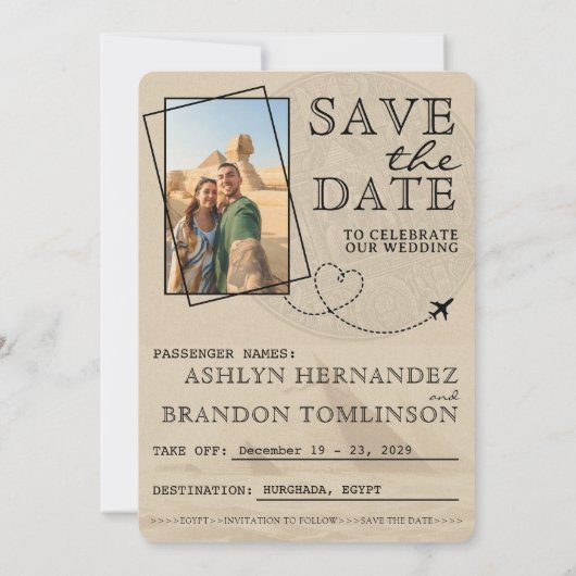 Silver Egypt Passport Wedding Save the Date (Rückseite)