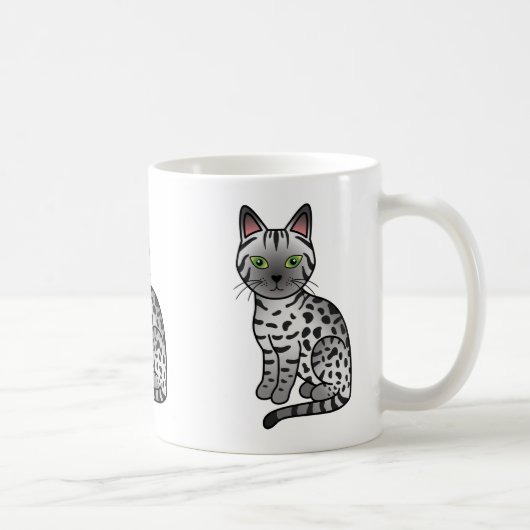 Silver Egyptian Mau Cat Illustration Kaffeetasse (Rechts)