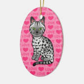Silver Egyptian Mau Cat Illustration Keramik Ornament (Links)