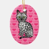 Silver Egyptian Mau Cat Illustration Keramik Ornament (Hinten)