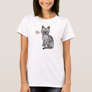 Silver Egyptian Mau Cat Illustration T-Shirt