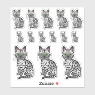 Silver Egyptian Mau Niedlich Cartoon Cats Aufkleber