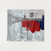 Silver Eiffel Tower Balloons Party Hintergrund Wandteppich (Vorderseite (Horizontal))