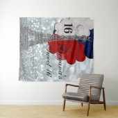 Silver Eiffel Tower Balloons Party Hintergrund Wandteppich (Beispiel (Horizontal))