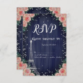 Silver Eiffel Tower Diamonds Blume UAWG Einladung (Vorne/Hinten)
