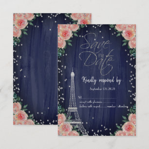 Silver Eiffel Tower Diamonds Floral UAWG Einladung