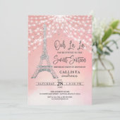 Silver Eiffel Tower Glitzer Lights Sweet 16 Einladung (Stehend Vorderseite)